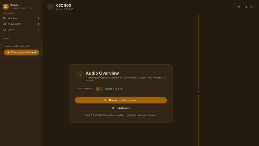 Budds — AI Learning Workspace project preview